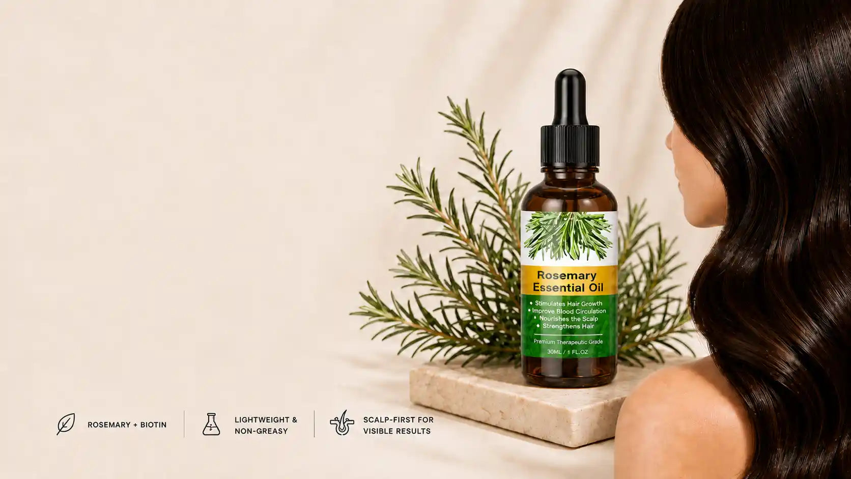 NOORWA — rosemary oil hair growth ritual, homepage hero